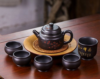 Yixing Handmade Zisha Teekanne Set [An Xiang] 280ml | Lila Ton Teekanne | Kungfu Teekanne | Chinesische Teekanne