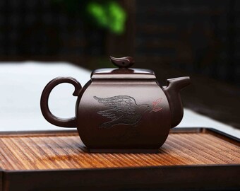 Yixing Handmade Zisha Teapot [Peace] 270ml | Purple Clay Teapot | Kungfu Teapot | Chinese Teapot