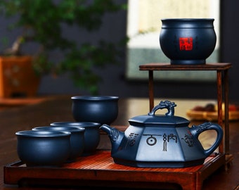 Yixing Handmade Zisha Teapot Set [Huna Baifu] 320ml | Purple Clay Teapot | Kungfu Teapot | Chinese Teapot