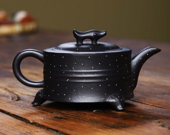 Yixing Handmade Zisha Teapot [San Zu Lu Ding] 220ml | Purple Clay Teapot | Kungfu Teapot | Chinese Teapot