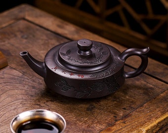 Yixing Handgemachte Zisha Teekanne [[Pfanne Piao Hua Zhou] 280ml | Lila Ton Teekanne | Kungfu Teekanne | Chinesische Teekanne