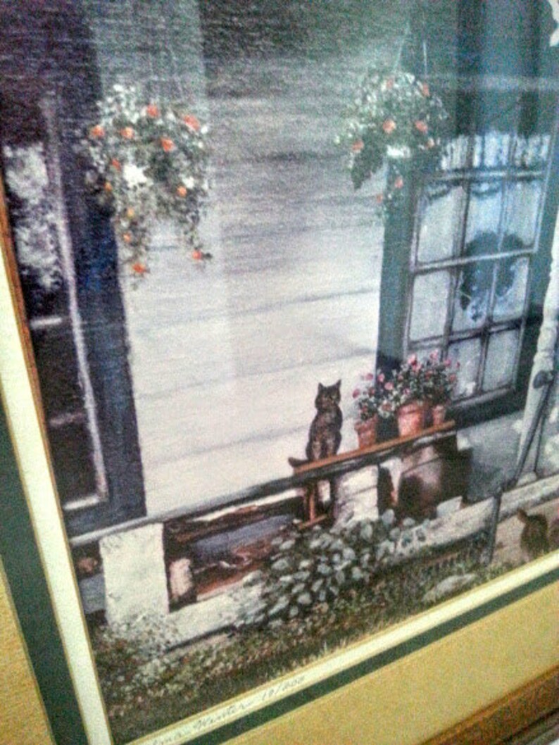 Thelma Winter Cat Porch Print of Original Painting 1985 Signed Dated 19/200 image 3