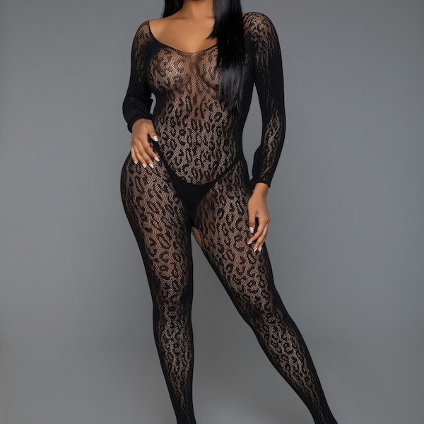 One Size Fits Most Black Animal Instinct Lingerie Bodystocking