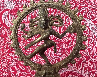 Brass Dancing Shiva Nataraja Statue: Temple Altar Decor (15.5 cm)