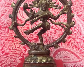 Brass Dancing Shiva Nataraja Statue, Temple Altar Decor (15.5 cm)