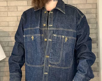 Редкое мужское длинное джинсовое пальто в стиле 90-х RAG WEAR U.S.A. XL