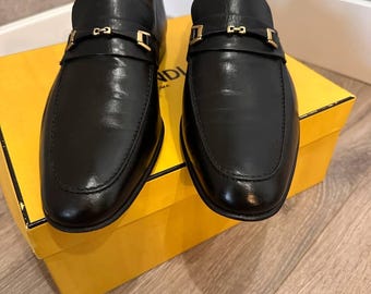 Mocasines italianos Gravaty vintage negros para hombre, talla 41,5