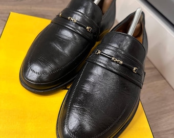 Classic Rare England Vintage Man Leather "K shoes" Black Loafer 41 size