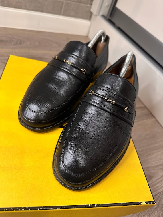 Classic Rare England Vintage Man Leather K Shoes Black Loafer 41 Size