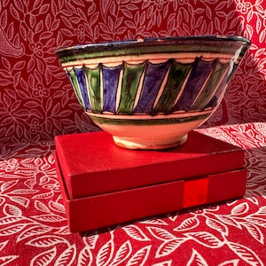 Exquisite Ferghana Rishtan Ceramic Bowl Kosa - Vintage Handmade Traditional Uzbek Craftmanship Hand-painted Uzbek Design