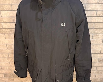 Parka Fred Perry vintage de nailon negro, talla XL