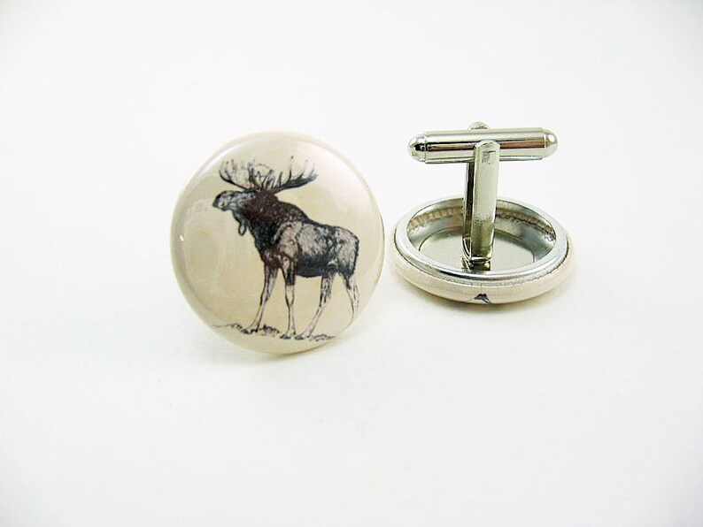 1 inch buttons moose and caribou Nature Cufflinks