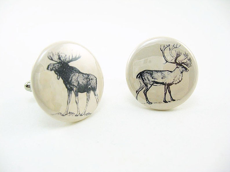 1 inch buttons moose and caribou Nature Cufflinks