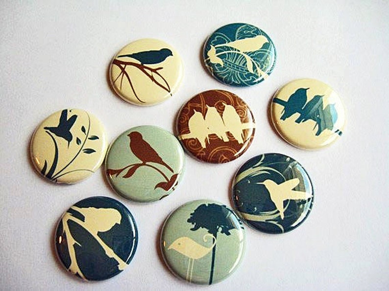 blue Wine Charms Home /& Living Pins 9 Bird Fridge Magnets Organization brown and vanilla 1114 silhouette Kitchen