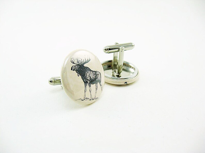 1 inch buttons moose and caribou Nature Cufflinks