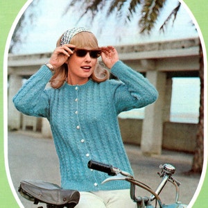 Vintage Knit Cable Cardigan Pattern -  (U23)