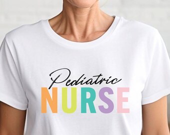 Pediatric Nurse T-Shirt: Bright Spring Colors, New Grad Gift