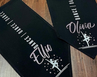 Personalized Dance Banner: Black Cotton Canvas, Pink Glitter Name