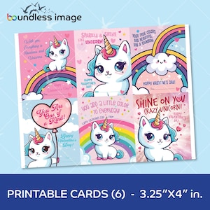 Einhorn Klasse Valentinstag, druckbare Valentinstag, digitaler Download, Klassenzimmer Valentinstag, Valentinstag Party, Regenbogen Einhorn Karten, Kawaii Katze