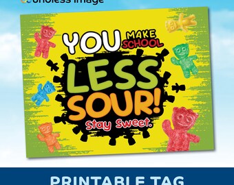 Kids Classroom Valentine's Day Card: Sour Candy Tag Printable Instant Download, School Party, Valentine Exchanges for boys or girls gift tag