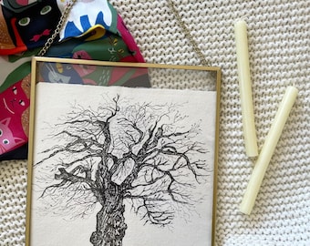 DRUCK: Weeping Willow Black Ink Art aus der Serie „Trees of Regents Park“ London.