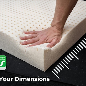 Custom Size Latex Foam | Made-To-Order | GOLS certified Organic Dunlop Latex | Natural Foam for Bedding, Topper, Chair, Bench, Sleep Pad