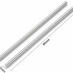 May include: Two silver-colored metal rods, each 80mm long and 1.0mm in diameter, are displayed against a white background. The rods are parallel to each other, suggesting they are a set or pair. The image is well-lit, highlighting the smooth, reflective surface of the metal.