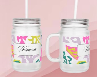 individuelle Tasse, anpassbarer Becher, personalisierte Wasserflasche, buntes persönliches Glas, Einmachglas, individuelles Geschenk, personalisierte Tasse