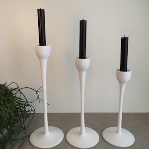 Vintage IKEA Blomster White Candle Holders, Set of 3 Different Sizes, Made of Glass