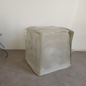 Vintage IKEA Ice Cube lamp IVINKEN, glass square cube lamp, table lamp or bedside lamp, 90s.