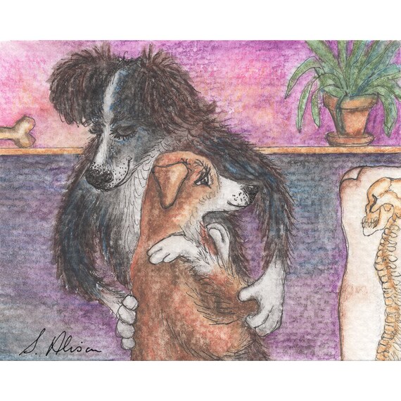 Border Collie dog 5x7 8x10 art print poster sheepdog from Susan Alison  watercolour painting chiropractor musculoskeletal alternative therapy