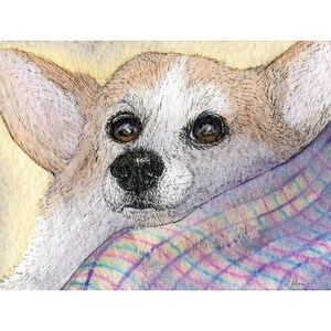 go for a walk Pembroke Welsh Corgi dog 5x7 & 8x10 art print poster from a Susan Alison watercolour painting I'm staying home, it's warmer