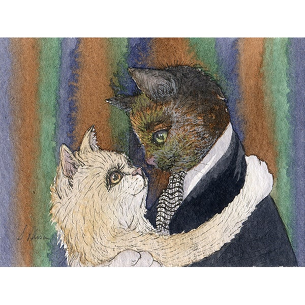 gone with the wind tabby cats art print poster from a Susan Alison painting famous movie stars Scarlet O-Hara Rhett Butler Frankly My Dear