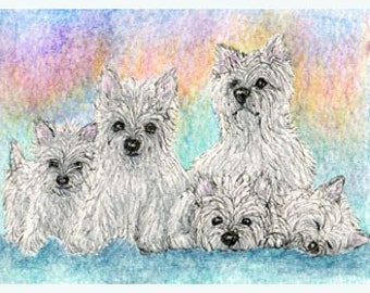 West Highland Terrier dog 8x10 print - a warmth of Westies