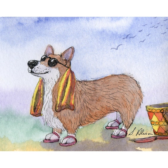 Corgi Beach Towel - Watercolor Corgi Beach Towel - Watercolor