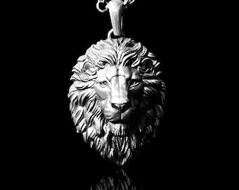 Silver Lion Necklace, Handmade Men&#39;s Silver Animal Pendant, African Lion Necklace, Birthday Gift for Men, Summer Jewelry Gift for Him