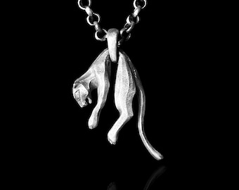 Handmade Silver Panther Pendant Necklace - Men&#39;s Charm Jewelry - Boyfriend Gift for Him -Birthday Gift Animal Necklace