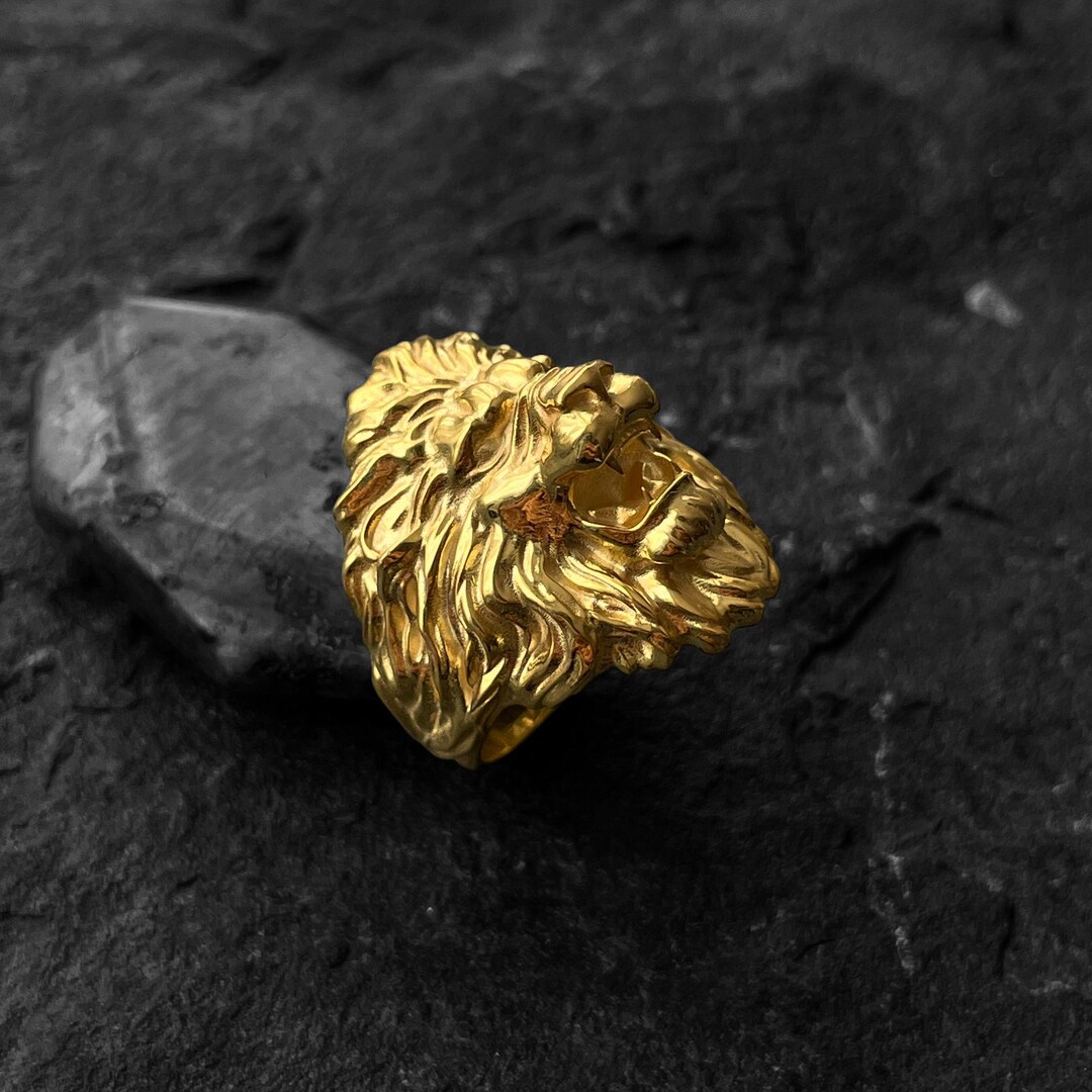 Lion King Gold Ring , 14K Real Gold Cool Ring, Handmade Jewelry ...