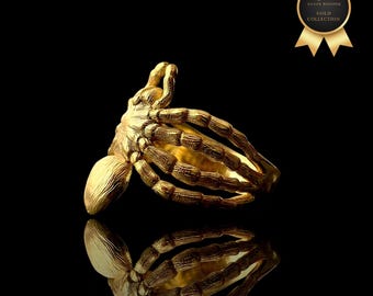 Gold Spider Ring, Gothic Jewelry 14k Real Gold Ring, Birthday Gift Antique Ring, Spiritual Jewelry Vintage Ring, Anniversary Gift for Men
