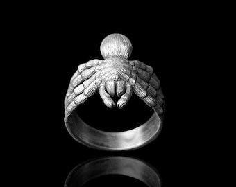 Silver Spider Ring, Gothic Jewelry Men&#39;s Silver Ring, Birthday Gift Antique Ring, Halloween Jewelry Vintage Ring, Anniversary Gift for Men