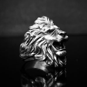 Leeuwenkop 925 k zilveren coole ring, handgemaakte sieraden voor heren vriendje cadeau voor hem, uniek cadeau voor mannen, gepersonaliseerde gravure sieraden