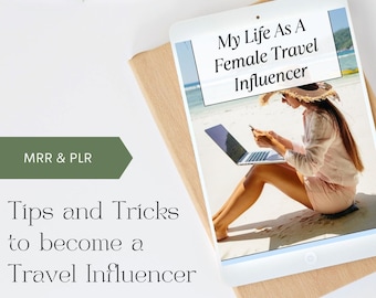 Travel Influencer eBook: Digital Nomad Tips, Canva Editable (MRR & PLR)