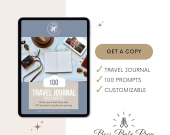 100 Travel Journal Prompts: Customizable, Resell Rights (Digital Download)
