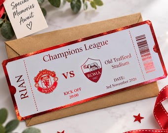 Personalised Foiled Event Keepsake Ticket, Concert Theatre Surprise with envelope