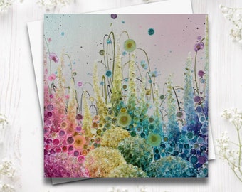 Hand Embellished Rainbow Flowers - Greeting Cards by Leanne Christie - No.17