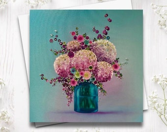 Vase en fleurs embellies à la main - Cartes de voeux par Leanne Christie - N° 20