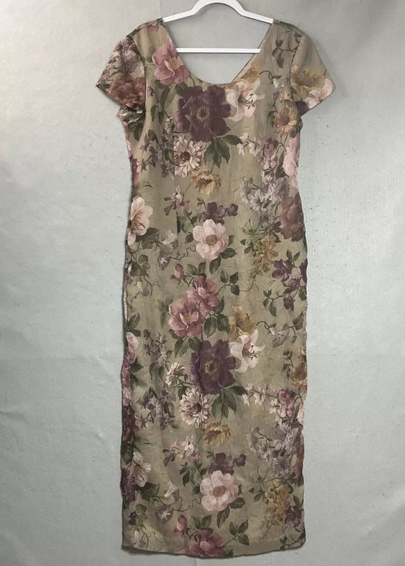 Vintage Dress Womens Medium Pink Floral Maxi Retro