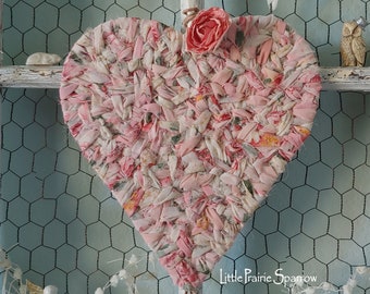 Pink Heart Wreath for Shabby Chic Wedding Prop, Bride Chair, Flower Girl Ring Pillow, Nursery Decor, Party Backdrop, Cake Table, Shower Gift