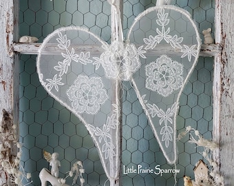 Lace Wire Wings Angel Wing Decor for Shabby Chic Wedding Backdrop, Bride Chair, Flower Girl, Nursery Decor, Memorial Angel Wings, Party Prop