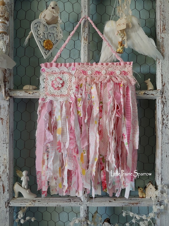 Mini Pink Flag Fabric Rag Tapestry 4th of July Decor Country
